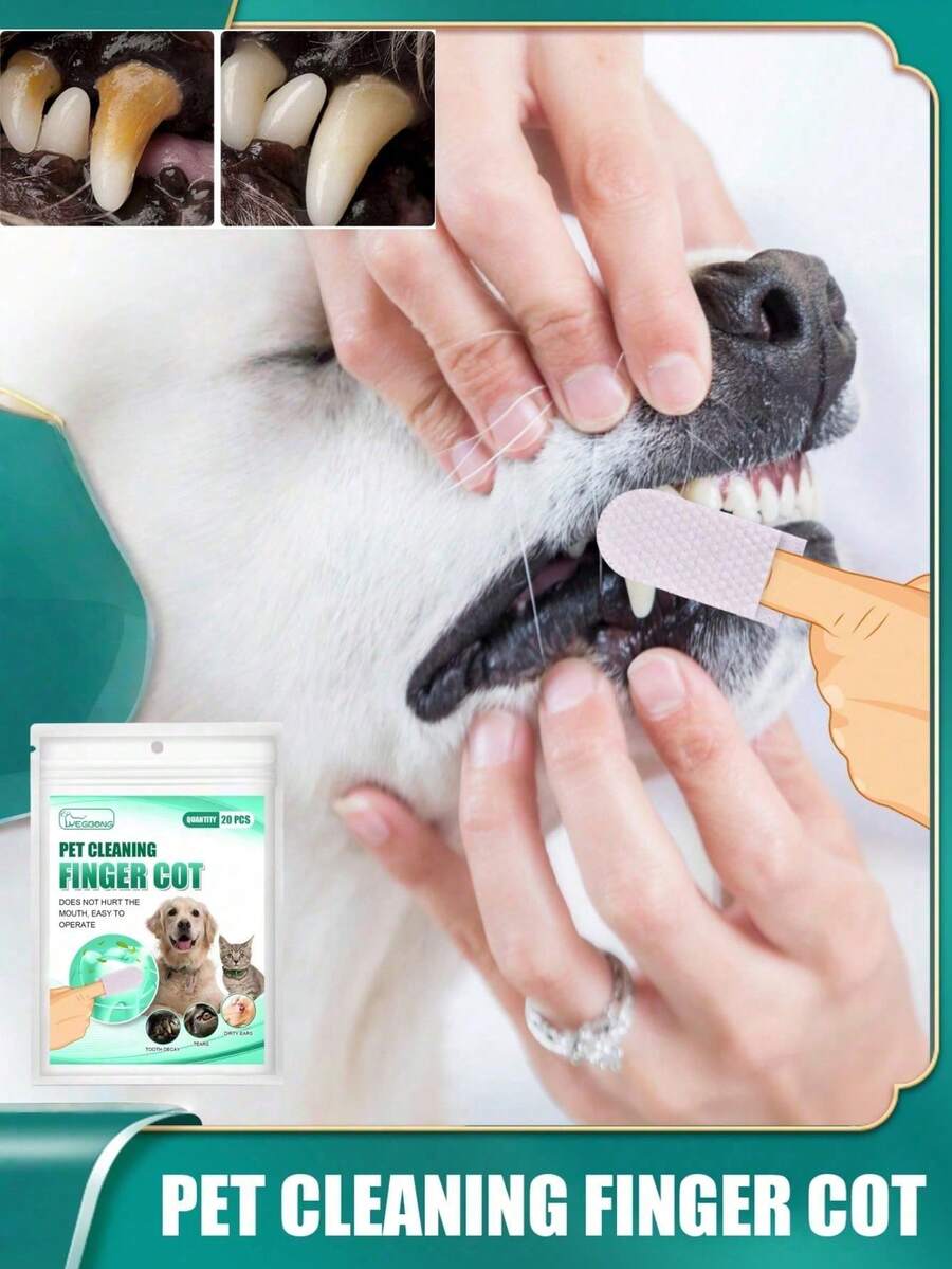 Pet Dental Cleaning Finger Sleeve, Dog And Cat Plaque And Tartar Removal Oral Care