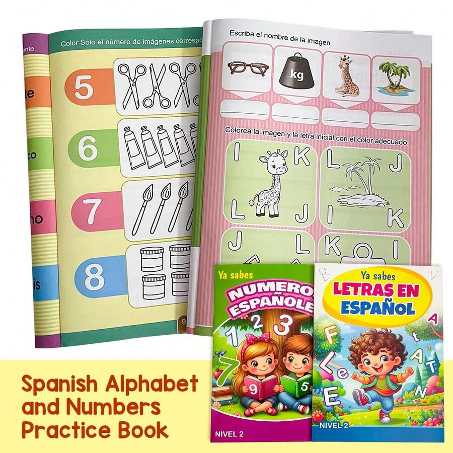 Lachilly Buku Latihan Alfabet dan Angka Spanyol, Buku Latihan Menulis Tangan untuk Prasekolah dan Taman Kanak-kanak, Buku Pembelajaran Edukatif, Materi Pembelajaran Bahasa Spanyol