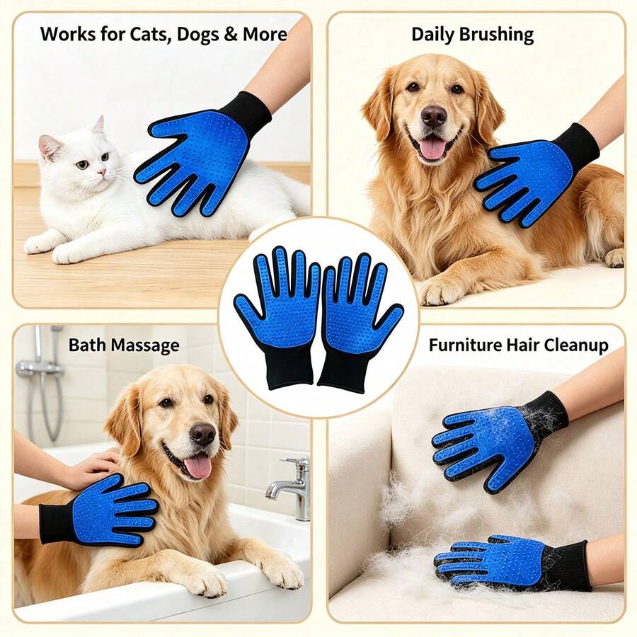 2pcs Pet Grooming Gloves, Deshedding And Massage Gloves For Dogs And ...
