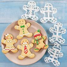 MIANXIAOXIN 1 Pc/4 Pcs Gingerbread Man Cookie Cutters 3D Embossing Press Biscuit Molds Christmas Man Shaped Fondant DIY Baking Tools For Holiday Party - Multicolor - View 10