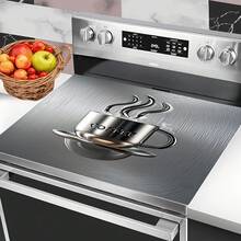 (Hot !!) 1pc 2D Coffee Pattern Flat Stove Protector Mat And Non-Slip Rubber Stove Cover Pad Suitable For Induction Cooktop, Glass Stove And Multi-Function Anti-Scratch Mat, Also Best Choice For Oven, Washing Machine, Dryer And Kitchen Decoration - Multicolor - View 11