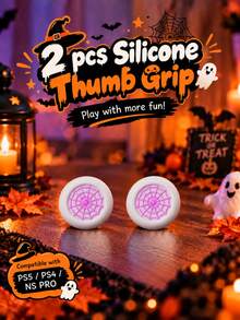 Lezhan-For PlayStation 4, 5, And Switch Pro Controllers; Includes Two Halloween-Themed Thumbstick Caps-High-Performance Caps Featuring A Skull And Spiderweb Design; An Ideal Choice For A Halloween Gift. - View 7