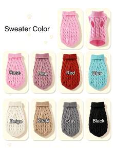 Personalized Dog Sweater With Name, Custom Handmade Knitted Pet Turtleneck Sweater, Embroidered Puppy Clothes, Puppy Cable Knit Sweater, Dog Gift - Multicolor - View 9