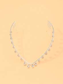 STONEFANS 1pc New V-Shaped Back-Hanging Elegant Sweet Bridal Wedding Updo Pearl Headpiece For Evening Party - Multicolor - View 5