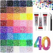 40/42/28/24/15 Colors Jelly Resin Rhinestone Set, Shiny Decorative Rhinestones DIY Handmade Materials, Multi-Color Resin Set, Suitable For Hats, Water Cup Rhinestone Decoration, Jewelry Making, Holiday And Daily Party Decoration - Rhinestones - View 1