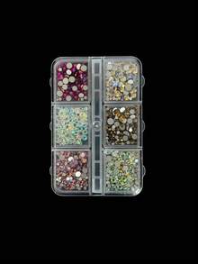 1PC 6-Grid 6-Color Round Flat-Back Rhinestones Assorted Sizes For Nail Art, Handmade DIY, Suitable For Christmas, New Year, New Year's Day And Other Holiday Occasions - Multicolor - View 13