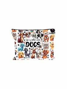 2D Cute Puppy Print Multifunctional Portable Makeup Bag, Travel Multi-Function Toiletry Bag, Essential For All Seasons, Suitable For Airport, Gym, Dorm, Office, Home, Commute And Daily Use, Holiday Gift, Ideal Gift For Dog Lovers - Multicolor - View 10