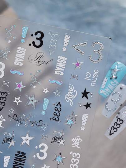 Beautizon Nailartlab สติกเกอร์เล็บ Y2K ดาวและโน้ตดนตรี – สไตล์พังก์เรโทรอเมริกัน Y2K ตกแต่งเล็บ อุปกรณ์ศิลปะเล็บ อุปกรณ์ศิลปะเล็บและอุปกรณ์เสริม เหมาะสำหรับเด็กผู้หญิงเพื่อ DIY ตกแต่งเล็บฤดูใบไม้ร่วง