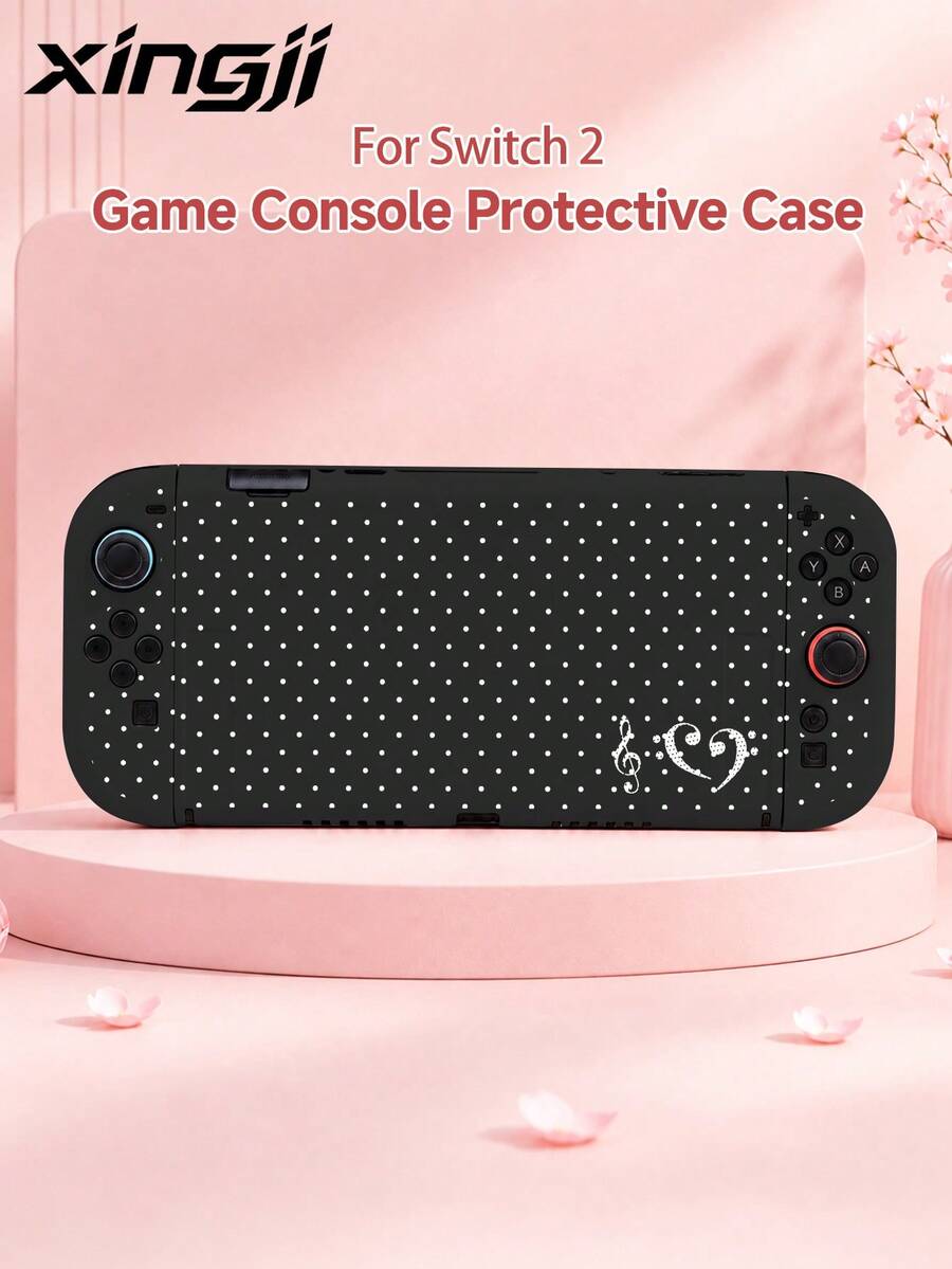 Xingji, 1pc INS Style Musical Note & Polka Dot Pattern Game Console Protective Case, Compatible With Switch2 (2025)/Switch OLED/Switch Console, Made Of Soft TPU Material Soft Shell/Soft Shell, Universal Storage Bag, No Need To Disassemble, Anti-Drop & Anti-Dust, Ideal Gift Compatible With Switch Gamers - View 1