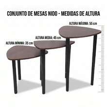 Set Of 3 Nesting Triangular Side Tables, Coffee And End Tables For Small Spaces, Living Room, Bedroom And Sofa - Coffee Brown - View 6