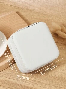 Contemporary Mini Jewelry Box, Zipper Travel Organizer For Necklaces, Earrings, Rings, Bracelets, Compact & Secure - White - View 12