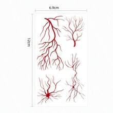 20/10/5pcs/1 Sheets Adult Halloween Temporary Tattoos, Red Blood Veins And Scar Simulation Tattoos, Waterproof Body Art Stickers, For Cosplay Halloween Party Decoration - Red - View 5