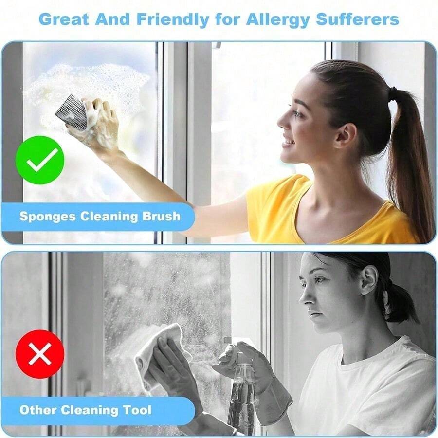 1/2pcs Absorbent Sponge Cleaning Brush, Wavy Sponge Material, Suitable For Curtains, Glass, Blinds, Mirrors, Window Gaps, Baseboards And Other Surfaces, Practical Tool For Home Cleaning, Suitable For Kitchen And Bathroom Scenarios, Soft Material, Easy To Clean