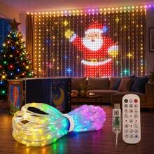 Christmas LED Curtain Lights, Programmable RGB Smart DIY Pixel Fairy String Lights, Music Sync App Remote Control Custom Animation Xmas Lights, USB Powered For Christmas Decor, Holiday Party, Wedding, Home Wall Window Indoor Decoration - APP Control - View 5
