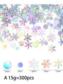 1000/300pcs Iridescent Snowflake Confetti,Winter Snow Table Confetti Round Dots Glitter Sequins, Christmas Frozen Theme Party Decorations For Table Scatter, DIY Crafts, Winter Wedding Party Decoration Colorful Confetti - Multiple Styles - View 4