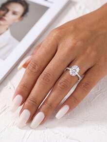 1pc Moissanite Ring, Unique 1CT Oval Egg-Shaped Ring, Suitable For Women's Engagement And Daily Wear - Oval Moissanite Ring - 1ct - View 7