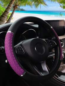 MEIKAXIU PU Braided Leather Metal Strip Decor Car Steering Wheel Cover Without Inner Ring, Suitable For 38cm (15in) Car Accessories For Women - Woven Leather Metal Clasp - View 14