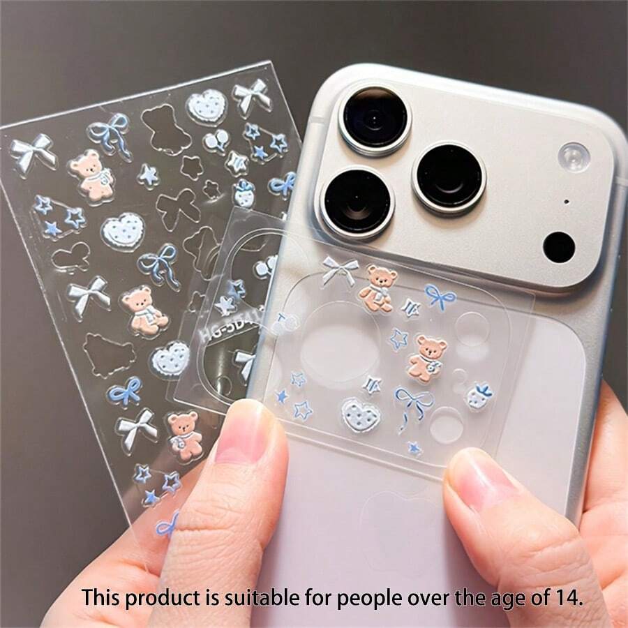 3pcs Creative Bowknot Cake Heart Pattern Lens Decoration Stickers, Suitable For 17 Pro /MAX Phone Lens Film And Phone Case [Product Only Suitable For People Over 14 Years Old] - Multicolor - View 1