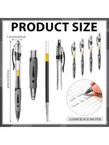 21 PCS High-Capacity Gel Pen Set, 0.5mm Fine Point, Includes 3 Pens + 18 Refills, Black Ink, Ballpoint, Comfortable Grip, Quick-Drying, Smooth Writing - Multicolor - View 4