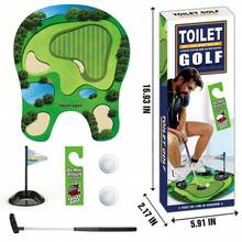 1pcsToilet Golf Game Set, Mini Bathroom Putting Green Kit, Funny Novelty Gag Gift For Men Dad Golfer, White Elephant Prank Toy, Includes Golf Mat, Putter, Balls, Flag & Do Not Disturb Sign - Multicolor - View 4