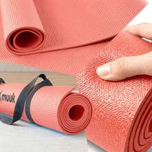 MUUK Alfombrilla de Yoga 170 x 70 cm, Grosor 4 mm, Tapete Antideslizante, Cómodo y Plegable para Yoga, Pilates, Fitness y Ejercicio, Resistente al Agua, Fácil de Transportar para Casa, Gimnasio y Viajes - Melón - Ver 10