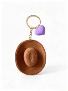 1pc Vintage Western Cowboy Style Mini Hat Keychain, Playful Heart Decor Creative Gift American Student Bag Charm, Couple Pendant - Multicolor - View 11