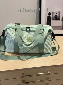 Large Capacity Solid Color Travel Bag For Storing Waterproof And Minimalist Men's And Women's Travel Bags - Green - View 11