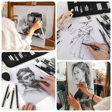 75-Pack Sketch Drawing Pencils Kit With Sketchbook,Include Graphite,Charcoal Pencils And Artists Tools,Pro Art Drawing Supplies,Ideal For Sketching Shading - 75-piece Sketching Set - View 7