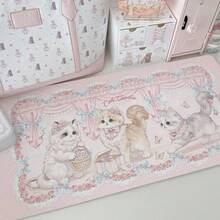 Cute Pink Cat Garden PU Leather Desk Mat, Sweet Kitten Rose Bow Print Large Mouse Pad, Waterproof Non-Slip Table Protector, Kawaii Aesthetic Keyboard Pad For Girls Gaming Study Decor - View 5