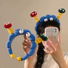 Cute Big Eye Plush Headband, High Crown Hair Hoop For Washing Face And Hair Styling, Photo Prop For Women - Multicolor - View 3