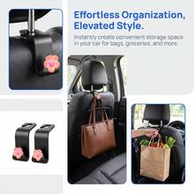 2pcs Flower Car Seat Back Hooks, Hidden Backseat Hooks, Multifunctional Creative Small Hooks, Women's Car Interior Accessories - A - View 4