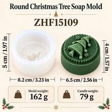 Relief Christmas Tree Round Soap Mold Rectangular Merry Christmas Soap Molds For DIY Handmade Soap Candle Making, Holiday Craft Gifts, Party Favors And Home Decoror Gift - A - View 11