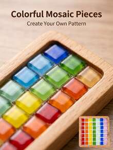 مجموعة صنع قواعد الأكواب الموزاييك DIY، مجموعة حرفية من بلاط الزجاج مع قواعد خيزران على شكل قلب ودائرة وزهرة ومربع، لوازم فن الموزاييك اليدوي للمشاريع الإبداعية، ديكور المنزل وديكور الطاولة وأفكار هدايا فريدة - موديلات متعددة - مشاهدة 2