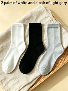 1/3/5/10 Pairs Men's Solid Color Minimalist Mid-Calf Socks, Comfortable Breathable Casual Versatile Interesting Christmas Gift Socks - Multicolor - View 32