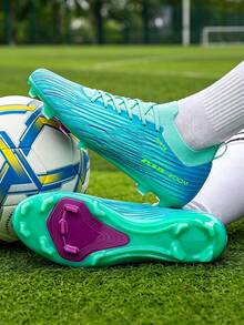 Sepatu Sepak Bola Luar Ruangan Tahan Lama, Sol Luar Berpaku Peredam Guncangan, Bagian Atas Sintetis Lembut dan Fleksibel, Stabilitas Lateral yang Baik untuk Sepak Bola - Mint Blue - View 4