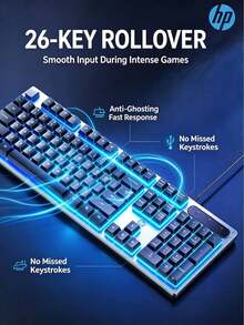 HP KM300F Wired Keyboard And Mouse Combo, Metal Panel, RGB Backlit, 26-Key Anti-Ghosting, Anti-Collision, For Desktop And Laptop Gaming And Office Use - View 1