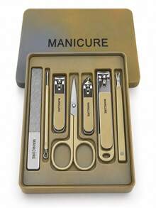 7-Piece Stainless Steel Manicure Set, Featuring Splash-Proof Nail Clippers, Scissors, Toenail Clippers, And Foot Care Tools To Meet Daily Hand Care Needs; Includes A Portable Storage Case, Making It Ideal For Both Home Use And Travel. - A - View 16