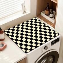 1pc Plaid Print Oversized Dish Drying Mat, Bar Countertop Waterproof Mat, Drying Mat, Drainage Mat, Coffee Machine Mat, Washing Machine Top Protector Mat, Stove Top Mat, Dining Table Mat, Mouse Pad, Coffee Cup | Tableware Drying, Absorbent Quick-Drying, Washable And Reusable, Suitable For Kitchen | Cafe, Tea Cup, Coffee Cup, Coffee Machine Accessories, Home Decor For Coffee Lovers, Rental Home Improvement, Perfect As Housewarming Gift, Christmas Gift, Pet Feeding Mat, Washing Machine Protector Mat, Door Mat, Table Mat - Multicolor - View 3