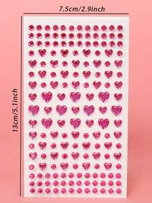 1pc Multi-Grain Rose Red Heart 3D Faux Rhinestone Face Decor Stickers, DIY Festival Gift, Music Festival Party Makeup Ball Hair Face Body Decoration - Pink - View 7