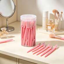 X Milania 20-Piece Multi-Color Eyebrow Trimmer Razor Set, Comes With Storage Box, Exfoliation & Hair Removal Tools, Facial & Body Hair Trimmer, Long-Handle Razor Blades - Pink - View 2