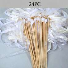 Wedding Ribbon Wand With Bells, Lace Fairy Party Ribbon Wand; Colorful Faux Silk Ribbon, Suitable For Various Parties, Birthdays And Holiday Events; Holiday Decoration, Birthday Arrangement, Decorative Handheld Wand; Exquisite Lace Craftsmanship, Lightweight Wand Body; Satin Ribbon With Bell Style; Suitable For DIY Enthusiasts And Event Planners - View 11