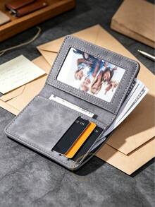 Vertical Multi-Slot Card Holder, Integrated Storage Men's Wallet, PU Leather Men's Wallet - Multicolor - View 4