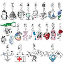 Cuentas de colgante de moda chapadas en plata para hacer joyas DIY, diseño de mascota linda de gato y perro para viajes, estilo unisex, accesorios para mujer, gato, pez, oso, fresa, pirámide, piloto, zapatillas de ballet, avión, equipaje, pasaporte, árbol de la vida, nudo celta, cuentas con Charm, adecuadas para hacer pulseras y collares originales DIY, regalo para mujeres, familia y amigos - Plateado - Ver 11