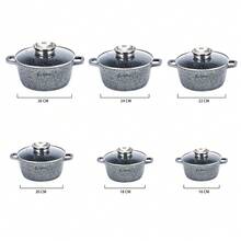 Elitehoff 14-Piece Nonstick Cookware Set, Marble-Coated Aluminium Pots With Glass Lids, Induction & Gas Compatible, Black Or Grey - View 8