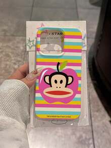 官方授權 Paul Frank 荔枝紋理手機殼，大嘴猴全包防摔相機保護，Apple 大嘴猴拼色彩色條紋圖案，新款相容 iPhone 11/12/13/14/15/16/17/18 Pro Max 與 Galaxy 手機型號保護殼，節日禮物，日常通勤，日常防摔高吸引力風格 - 彩色 - 查看 1