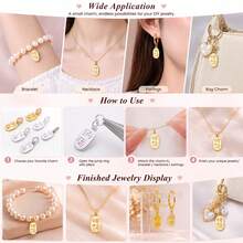 3pcs 18K Gold Plated Double Sided Chinese Character Charm Wealth Blessing Tag Pendant For DIY Bracelet Necklace Jewelry Making - Multicolor - View 7
