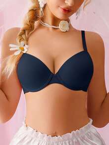 mimilemon Women's Underwire Push-Up Bra, Enhancing Lift And Support, Sexy And Comfortable, Fashion Essential Lingerie - Navy Blue - View 2