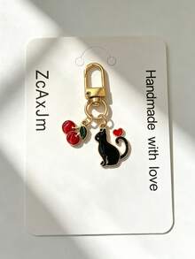 Cute Cat Cherry Keychain Pendant, Exquisite Small Bag Decoration Accessory, USB Drive Anti-Loss Hanging Charm, Bag Zipper Buckle - Multicolor - View 7