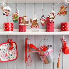10pcs/20PCS/30PCS/40pc/50pcs Gingerbread Christmas Decorations Wooden Chef Santa Claus Baking Gingerbread Candy Cake Decor Christmas Tree Ornaments - Multicolor - View 3
