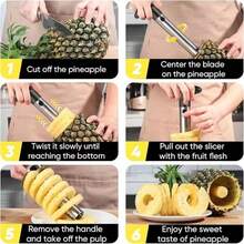 1pc Stainless Steel Pineapple Slicer Cutter, Manual Pineapple Corer Remover, Fruit Peeler Tool For Cutting Pineapple Rings, Easy To Use Kitchen Gadget For Home Fruit Preparation, Color And Style Random - Multicolor - View 5